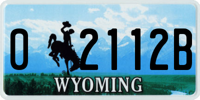 WY license plate 02112B