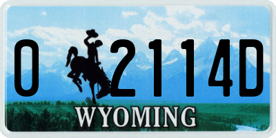 WY license plate 02114D