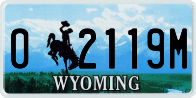 WY license plate 02119M