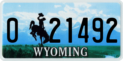 WY license plate 021492