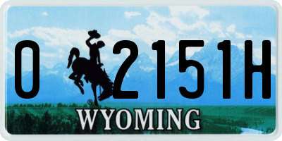 WY license plate 02151H