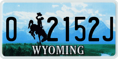 WY license plate 02152J