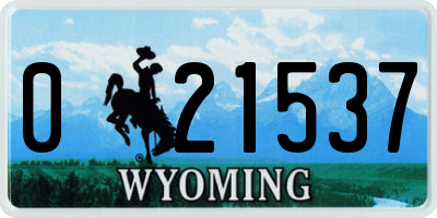 WY license plate 021537