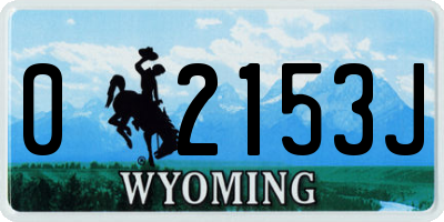 WY license plate 02153J