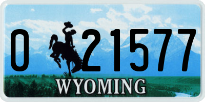 WY license plate 021577