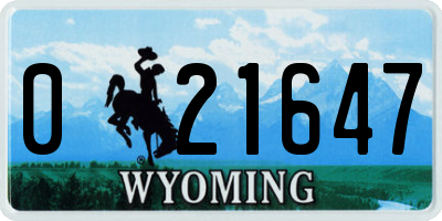 WY license plate 021647