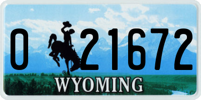 WY license plate 021672