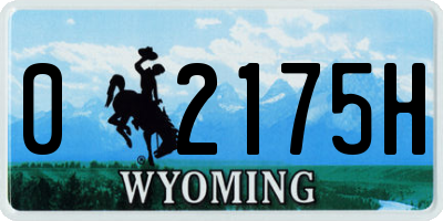 WY license plate 02175H