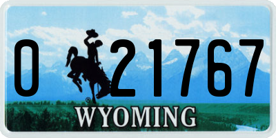 WY license plate 021767