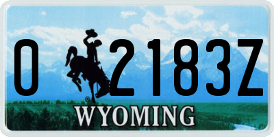WY license plate 02183Z