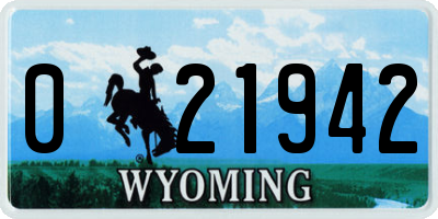 WY license plate 021942