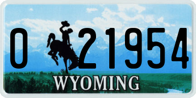 WY license plate 021954