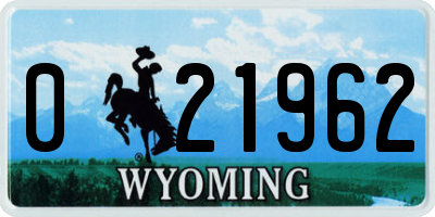 WY license plate 021962