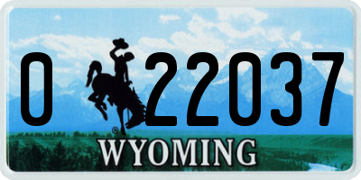 WY license plate 022037