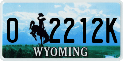 WY license plate 02212K