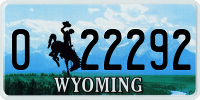 WY license plate 022292