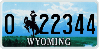 WY license plate 022344