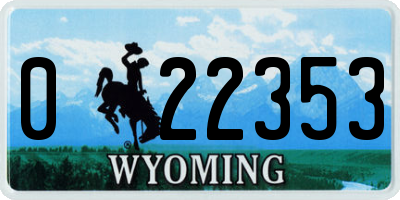 WY license plate 022353