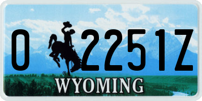 WY license plate 02251Z