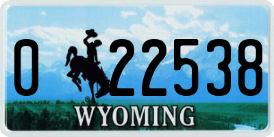 WY license plate 022538