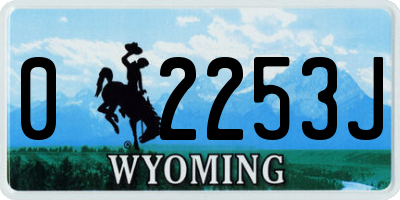 WY license plate 02253J