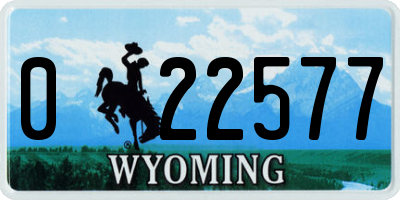 WY license plate 022577