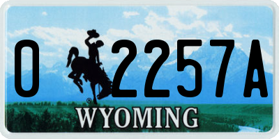 WY license plate 02257A