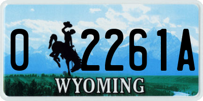 WY license plate 02261A