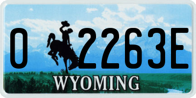 WY license plate 02263E