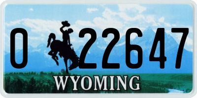 WY license plate 022647