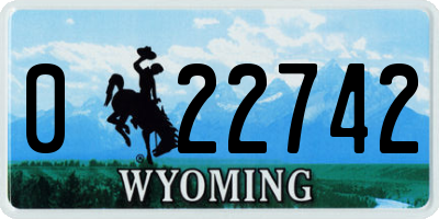 WY license plate 022742