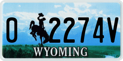 WY license plate 02274V