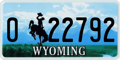 WY license plate 022792