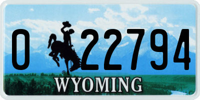 WY license plate 022794
