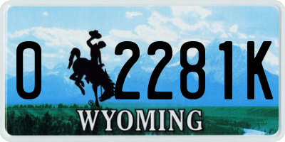 WY license plate 02281K