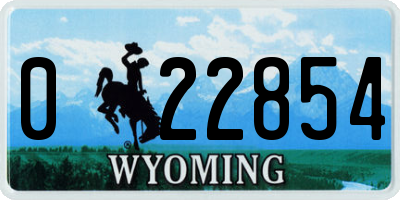 WY license plate 022854