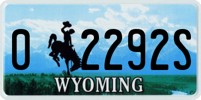 WY license plate 02292S