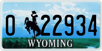 WY license plate 022934