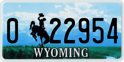 WY license plate 022954