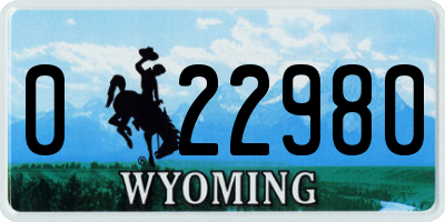 WY license plate 022980