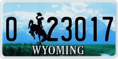 WY license plate 023017