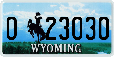 WY license plate 023030