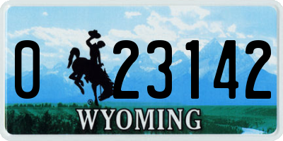 WY license plate 023142