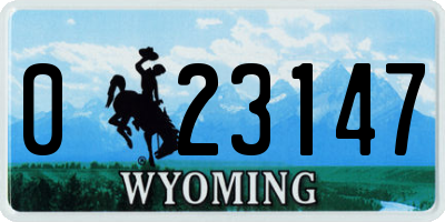 WY license plate 023147