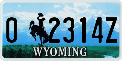 WY license plate 02314Z