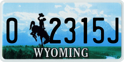 WY license plate 02315J
