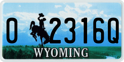 WY license plate 02316Q