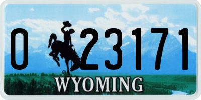 WY license plate 023171