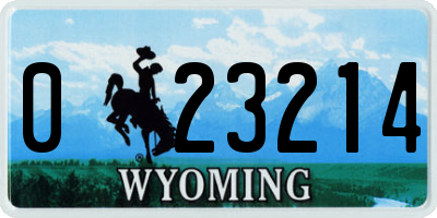 WY license plate 023214