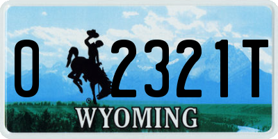 WY license plate 02321T